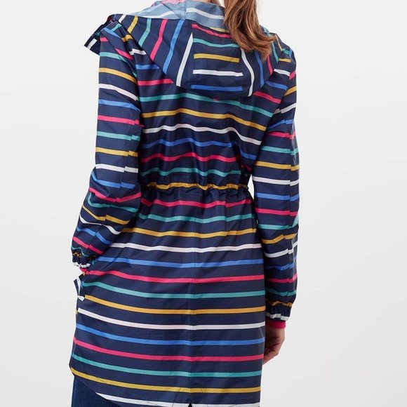 Joules Navy Multicolor Stripe Rain Coat-NWT- SZ 8, 10 & 12 - Picture 3 of 5